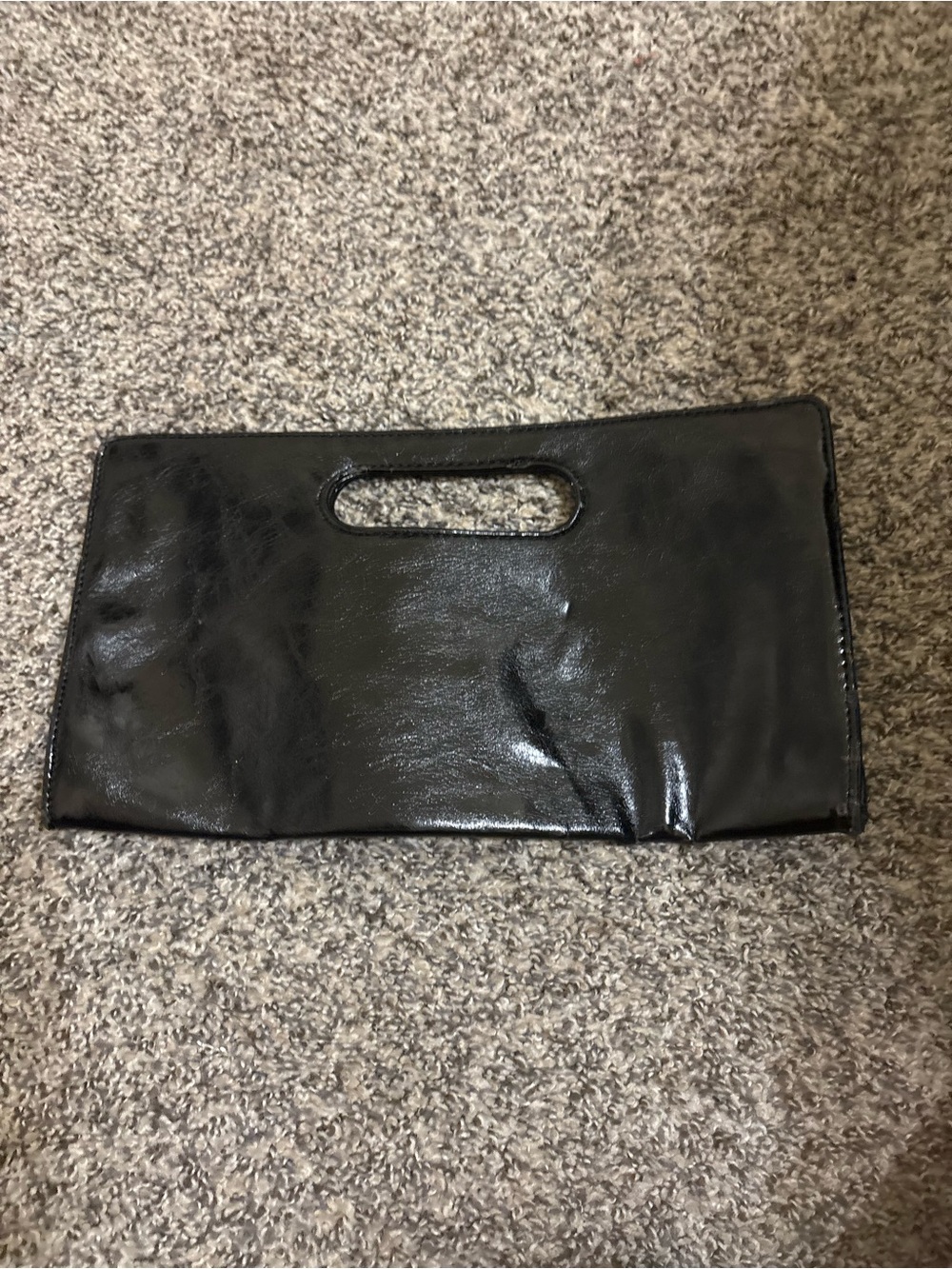 Black Patent Handle Clutch Bag - Women